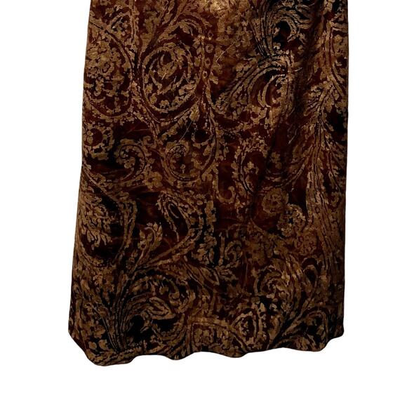 Vintage LaBelle Slip Dress Velvet Brown Paisley Cowl Neck Midi Evening Size S - Picture 7 of 9
